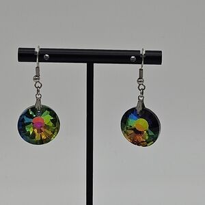 multicolor iridescent crystal dangle earrings